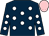 Dark blue, white spots, pink cap