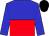 Blue and red halved horizontally, blue and red halved horizontally sleeves, Black cap