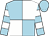 Light blue and white (quartered), hooped sleeves, light blue cap