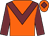 Orange body, garnet chevron, garnet arms, orange cap, garnet diamond