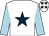 White body, dark blue star, light blue arms, white cap, dark blue stars