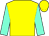 Yellow, aqua sleeves