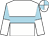 White body, soft blue hoop, light blue sleeves, white halved, white cap, soft blue quartered