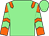 Soft green body, orange epaulettes, orange arms, soft green chevrons, soft green cap