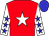 Red, white star, white sleeves, blue stars, blue cap