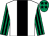 White, black panel, emerald green & black striped sleeves, emerald green cap, black stars