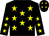 black, yellow stars