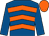 Royal blue, orange chevrons, royal blue sleeves, orange cap