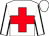 White, silver hoop, red cross, black seams on sleeves