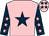 Pink, dark blue star, dark blue sleeves, pink stars, pink cap, dark blue stars