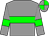 Grey body, green hoop, grey arms, green armlets, grey cap, green quartered