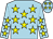 Light blue, yellow stars