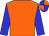 Orange, blue sleeves, quartered cap