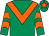 Emerald green, orange chevron, chevrons on sleeves, emerald green cap, orange star