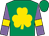 Emerald green, gold shamrock, mauve sleeves, gold armlet, emerald green cap