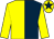 Dark blue & yellow halved, yellow sleeves, yellow cap, dark blue star