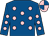 Royal blue, pink spots, quartered cap