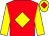 Red, yellow diamond & sleeves, yellow cap, red diamond