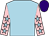 Light blue, pink sleeves, light blue stars, purple cap