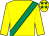 Yellow, emerald green sash, emerald green stars on cap