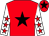 Red, black star, white sleeves, red stars, red cap, black star