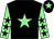 Black, light green star, light green sleeves, black stars, black cap, light green star