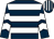 Dark blue, white hoops, chevrons on sleeves, striped cap