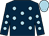 Dark blue, light blue spots, light blue cap