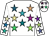 White, multi coloured stars