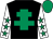 Black, emerald green cross of lorraine, white sleeves, emerald green stars, emerald green cap