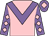 Pink, mauve chevron, mauve sleeves, pink diamonds, mauve cap, pink diamond