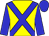 Yellow, Blue cross belts, blue sleeves, blue cap