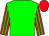 Green body, red arms, green striped, red cap