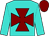 Turquoise, maroon maltese cross and cap