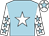 Light blue, white star, white sleeves, light blue stars, white cap, light blue star