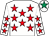 White, red stars, white cap, emerald green star