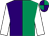 Emerald green & purple halved, white sleeves, emerald green & purple quartered cap