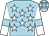 Light blue, white stars, white sleeves, light blue armlets