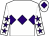 White, purple triple diamond, white sleeves, purple stars, white cap, purple diamond