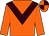 Orange body, brown chevron, orange arms, orange cap, brown quartered