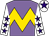 Mauve, gold chevron hoop, white sleeves, purple stars, white cap, purple star