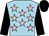 Light blue, pink stars, black arms, black cap