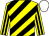 Yellow and Black diagonal stripes, yellow and black stripes sleeves, White cap