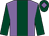 Mauve, dark green stripe and sleeves, dark green cap, mauve diamond