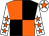 Orange and black (quartered), white sleeves, orange stars, white cap, orange star