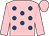 Pink, royal blue spots, pink sleeves and cap