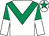 White, emerald green chevron, halved sleeves, emerald green star on cap