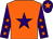 Orange, purple star, purple sleeves, orange stars, purple cap, orange star