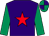 Purple, red star, emerald green sleeves, purple & emerald green quartered cap