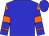 Blue, orange sleeves with blue hoops, blue cuffs, blue cap